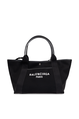 BALENCIAGA Biarritz Medium $1300 Black Cotton Tote Bag New And