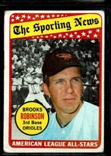 1969 TOPPS BASEBALL ORIOLES BROOKS ROBINSON SPORTING NEWS ALL-STAR AS CARD #421
