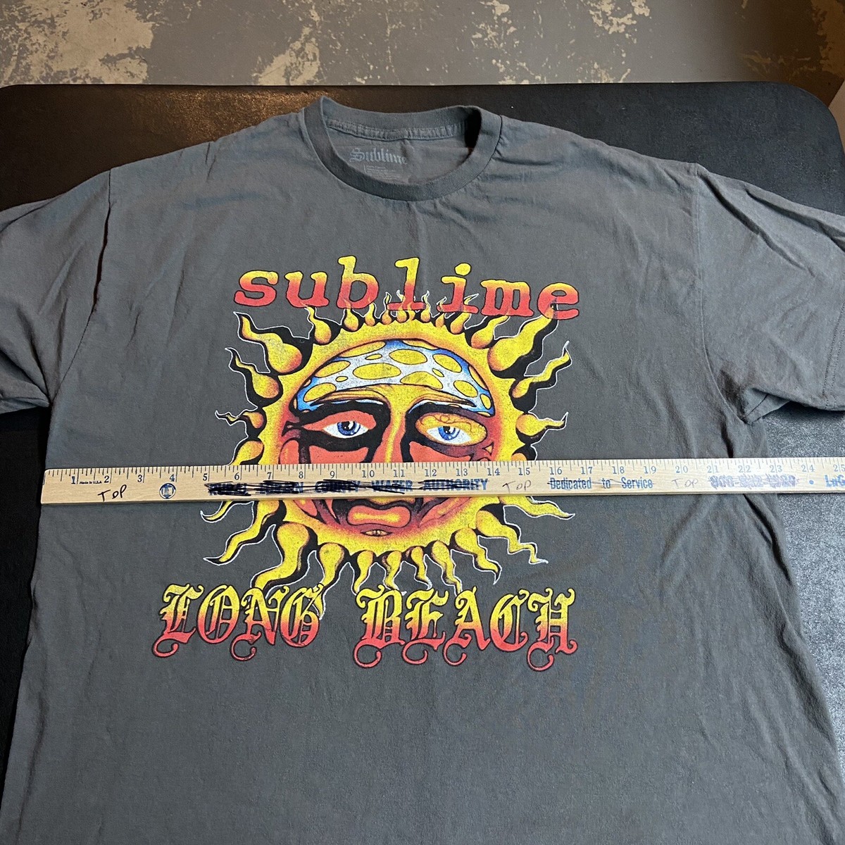 Adult XL Sublime Long Beach CA Sun Logo T-Shirt Grey 90s
