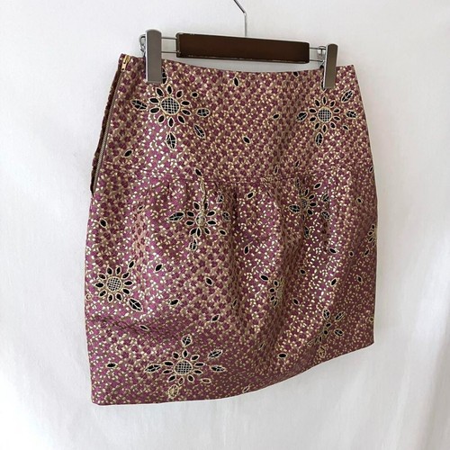 MIU MIU embroidered metallic purple and gold,Mini Skirt Made In Italy, Sign 40 - Picture 2 of 9
