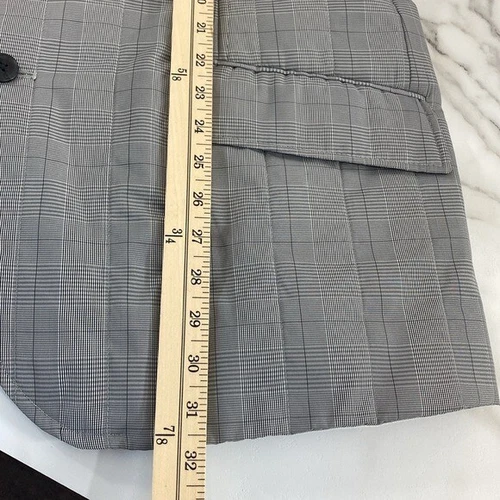 JF J.Ferrar Slim Fit Glen Plaid Jacket Men’s XL Black White Plaid Performance image 14