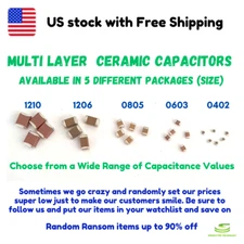 50pcs, SMD (MLCC) Ceramic Capacitor, 0402, 0603, 0805, 1206, 1210, X5R, X7R, Y5V