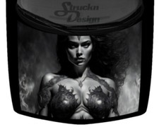 Fantasy Warrior Sexy Woman Grey Black Vinyl Decal Graphic Hood Wrap Car Truck US