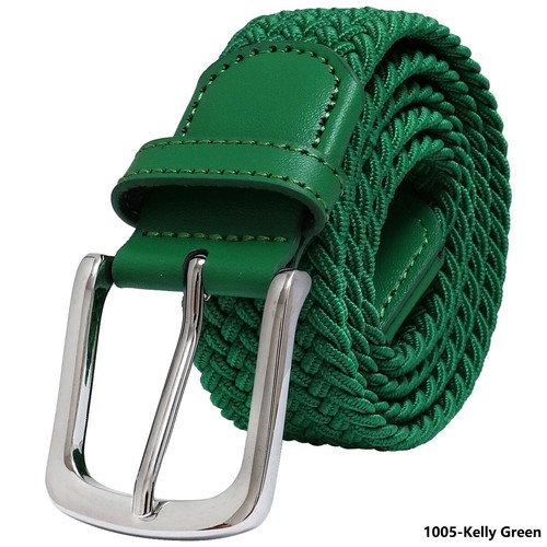 Falari Silver Black Buckle Braided Stretch Belt Canvas Fabric Woven Elastic Belt - Picture 56 of 83