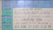 Grateful Dead Deer Creek Music Center Concert Show Ticket Stub Event 6/23/1993