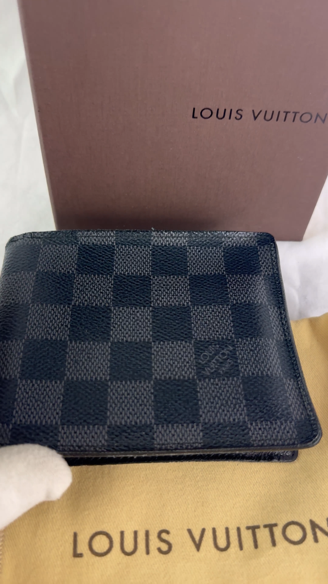 LOUIS VUITTON N63261 Black Canvas Damier Graphite Men's Wallet