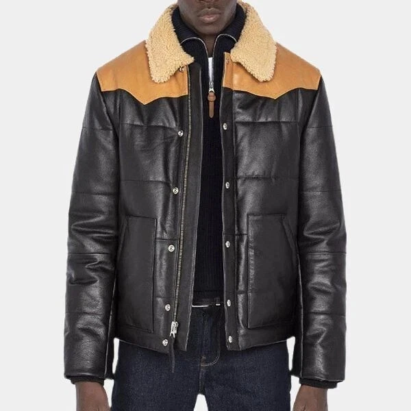 New Classic Puffer Bomber Zipper stylish Genuine Lambskin Leather Jacket