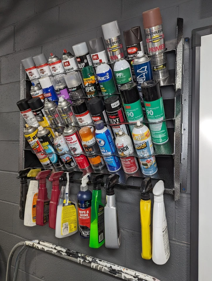 Solución de almacenamiento organizador de pintura en aerosol y botellas tienda de exhibición garaje cobertizo Foto 2 de 2