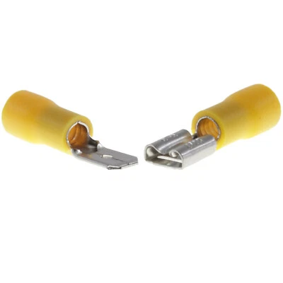 DIY-24H Gelb Flachstecker Flachsteckhülsen Kabelschuh Kabel Steckverbinder 4.0 - 6.0 mm²