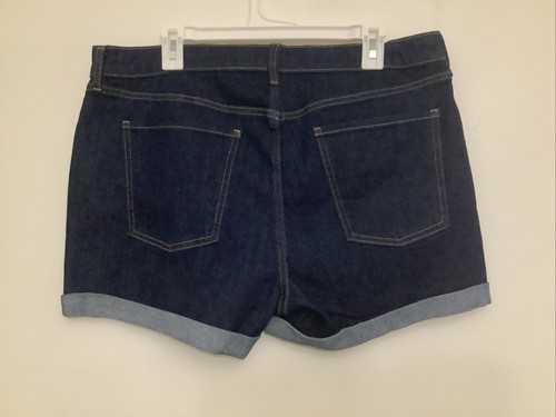 Old Navy Jeans Shorts Womens 14 Blue Mid-Rise Boyfriend Denim Cuffed Dark Washed - Picture 15 of 21
