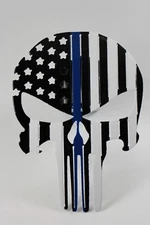 Punisher flag trailer hitch cover black, white, blue line