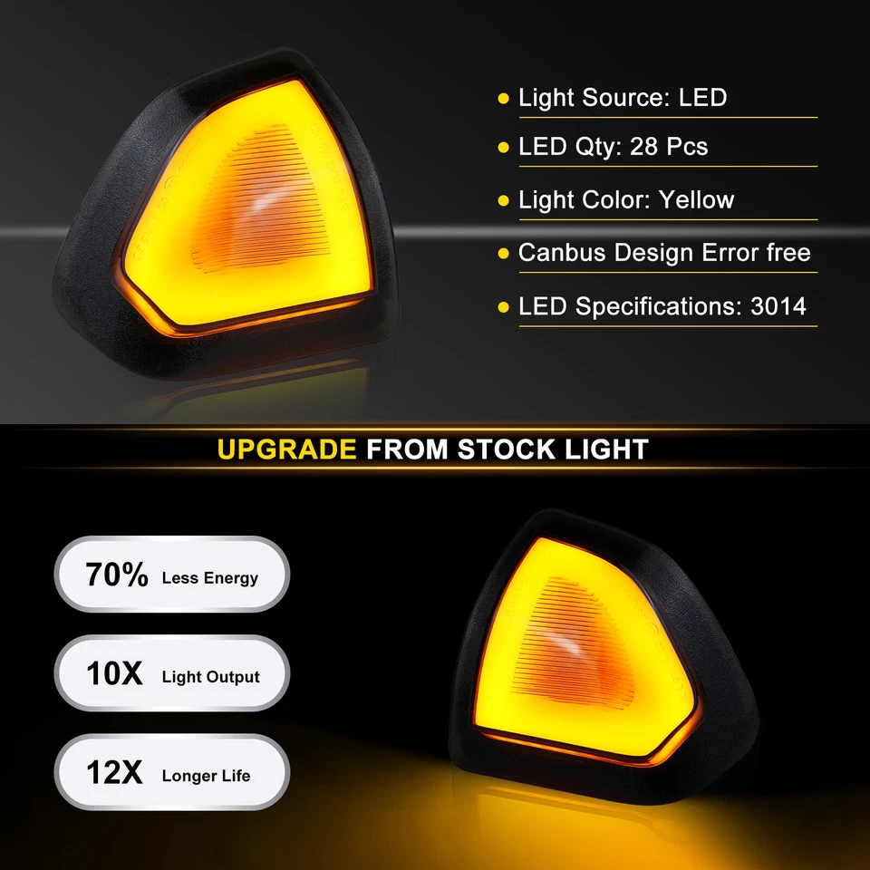 Turn Signal Light LED Side Mirror Lamp for 2010-18 Dodge Ram 1500 2500 3500 4500 - Image 4 of 4