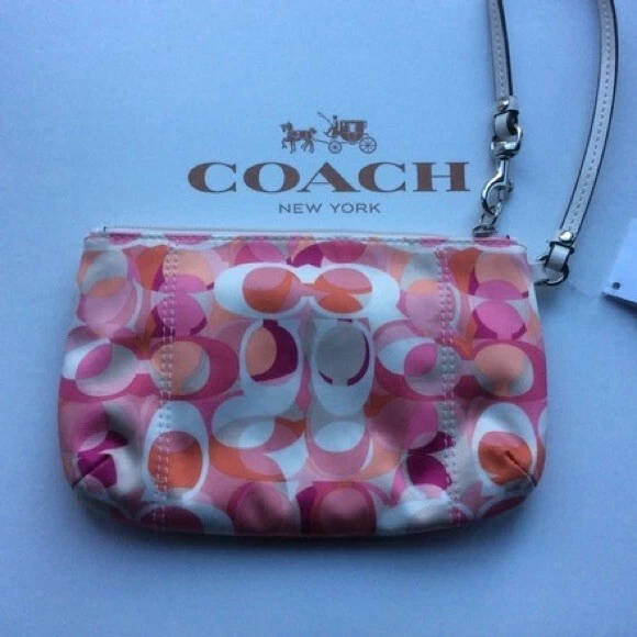 COACH Raro braccialetto sateen rosa multicolore nuovo con etichette