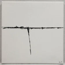 No.502 Original Abstract Minimal Landscape Drawing On Canvas By K.A.Davis 