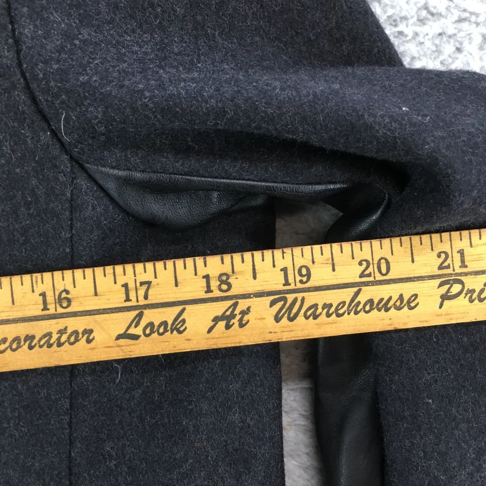 Abrigo de lana Sam Edelman asimétrico con cremallera para mujer pequeño negro imitación cuero cuello ribete Foto 4 de 4