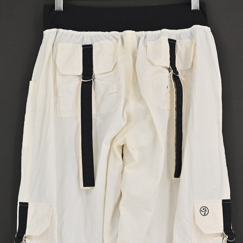 Vtg ZUMBA Pants Womens Size XXL Nylon Cargo Pocket Ivory Black Y2k Fitness Dance - Picture 6 of 13