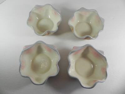 RETIRED Pfaltzgraff Beachcomber Clam Sea Shell Dip Ceramic Bowl Ocean Set of 4