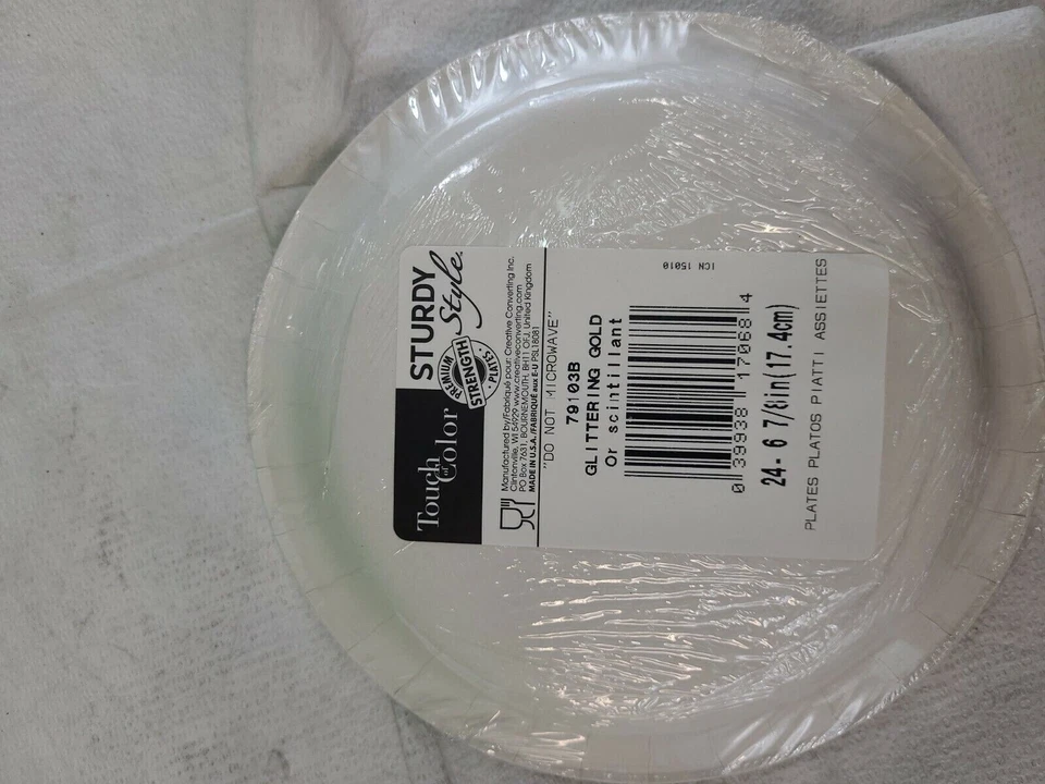 Creative Converting 79103B 7" Glittering Gold Paper Plate - 240 PLATES PER Case - Image 3 of 4