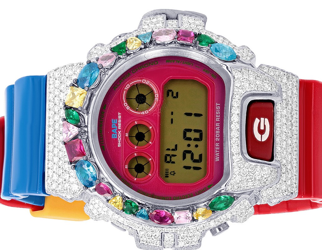 Bathing Ape Casio G-shock DW-6900 Kid Cudi VVS Real Diamond Bathing Ape Casio G-shock DW-6900 Kid Cudi VVS Real Diamond