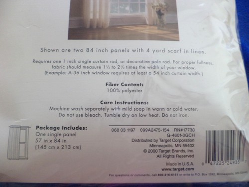 Home Glimmer Linen Tailored Window Panel 57 x 84,Target Brands,Inc New (2) Avail - Picture 3 of 5