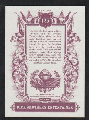 DICK SMOTHERS 2013 Panini Golden Age WHITE BORDER #125 SP Parallel Rare SSP - Picture 2 of 2