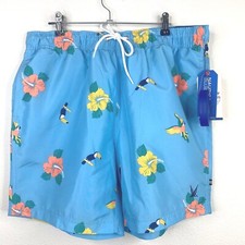 Nautica NEW Men Blue Toucan Tropical Print Quick Dry 6" Swim Trunks