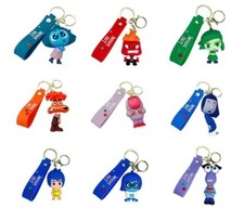 Inside Out Cartoon Silicone 3D Charm Keychain Keyring Set of 9 Characters