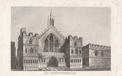 1837 Die Westminsterhalle Westminster Hall London England Stahlstich-Ansicht