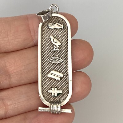 Egyptian Cartouche Pendant Sterling Silver 6.21g Vintage Handmade  Doris  