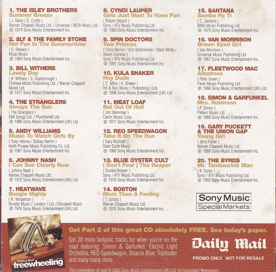 FREEWHEELING Part One ( DAILY MAIL Newspaper 20 Track CD ) - Bild 2 von 3
