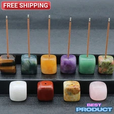 1pc Incense Holder Natural Stone Square Stone Craft Creative Stick Base for Home