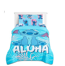 Lilo and Stitch Twin Bedding Bedspread, Flat Sheet, Fitted Sheet Pillowcase 4 Pi