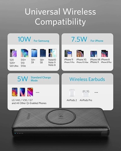 Anker PowerCore III 10000mAh 10k Chargeur Rapide Portable Power Bank Sans Fil 533 - Photo 5 sur 6