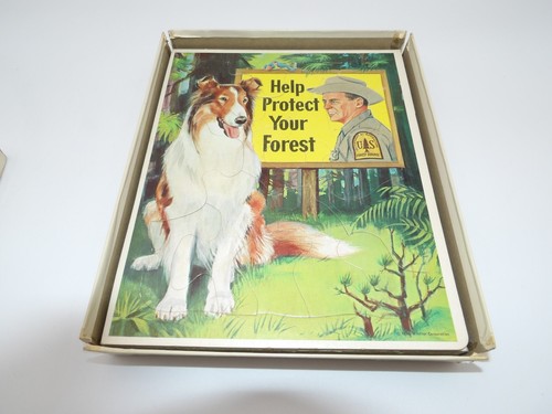Vintage Lassie Dog 4 Frame Tray Puzzles No.4792 by Whitman Open Box 1966 - Picture 3 of 13