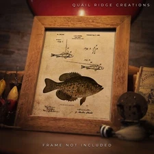 Vintage Fishing Lure Patent Art Print 8X10 Black Crappie Cabin Wall Decor Gift
