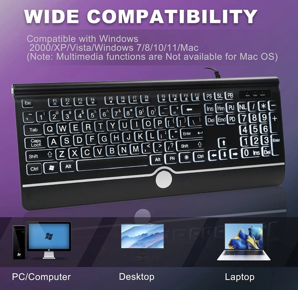 Jelly Comb Wired Backlit Black Wired Keyboard IWG-YFXG01- A0025 - Image 4 of 4