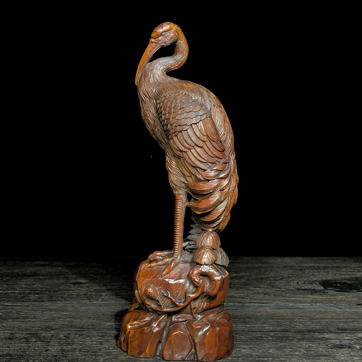 Collectible Japanese Netsuke Old Vintage Boxwood Carved Red