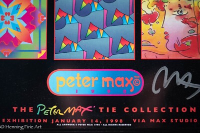 Beautiful Vintage Peter Max Signed Print 1998 Exhibition Poster