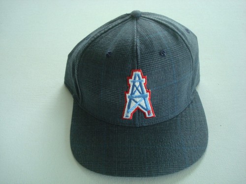 HOUSTON OILERS STRIPES PLAID SCRIPT 80S 90S SNAPBACK HAT CAP VINTAGE S3