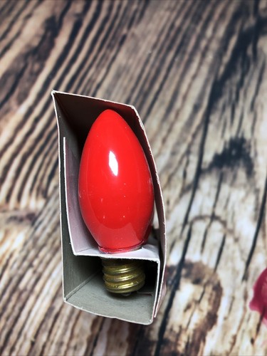 Red C-9 bulbs VTG Glow Bright Indoor/Outdoor Pre-Tested C9 Red New Old Stock - Picture 3 of 5