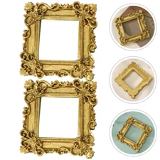 2 Pcs Miniature Picture Frame European Style Resin Photo Compact