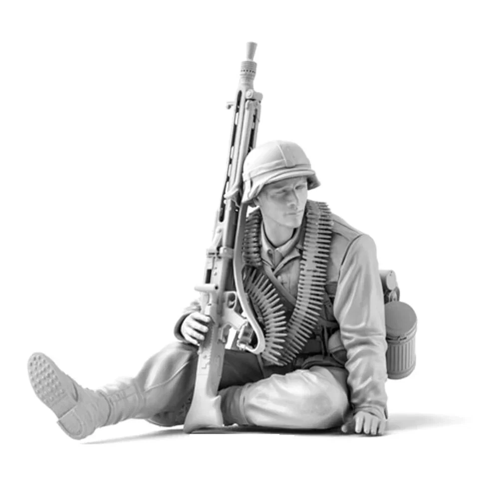 1/16 WWII Infantry MG42 Gunner Resin Model Figure – Unassembled