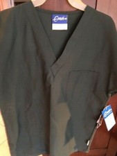 CREST UNIFORMS UNISEX SCRUB V NECK TOP NURSING UNIFORM STYLE 105 BLACK FOREST XS