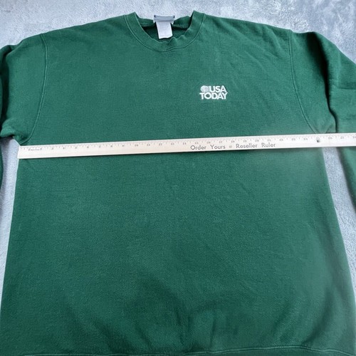 Vintage USA Today News Lee Premium Cotton Men 2X Green sweater Sweatshirt Y2K - Picture 6 of 12