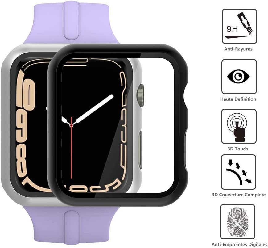 iWatch 8 7 6 5 45/44mm Protective Face Cover, Tempered Glass Film Hard PC Bumper