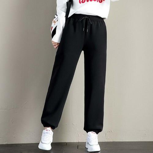Donna Larga Velluto Sport Pantaloni Tuta Allenamento Pile Spessa Caldo  Workout | eBay