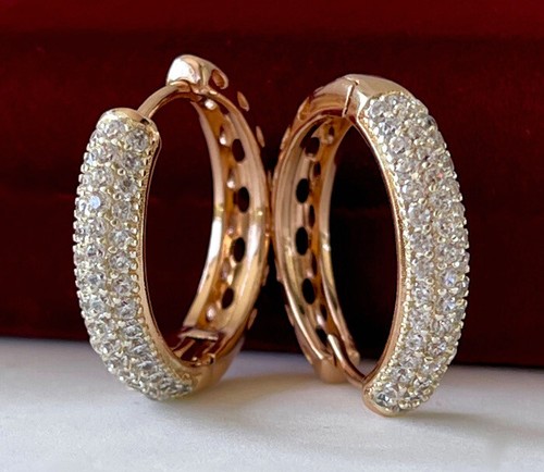 Luxus Ohrringe Creolen Zirkonia Kristalle Rolled Gold 18K vergoldet 22mm Damen - Bild 3 von 8