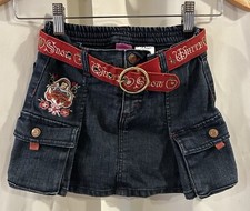 Vintage Disney Snow White  The Seven Dwarfs Denim Embroidered Skirt Kids 4T