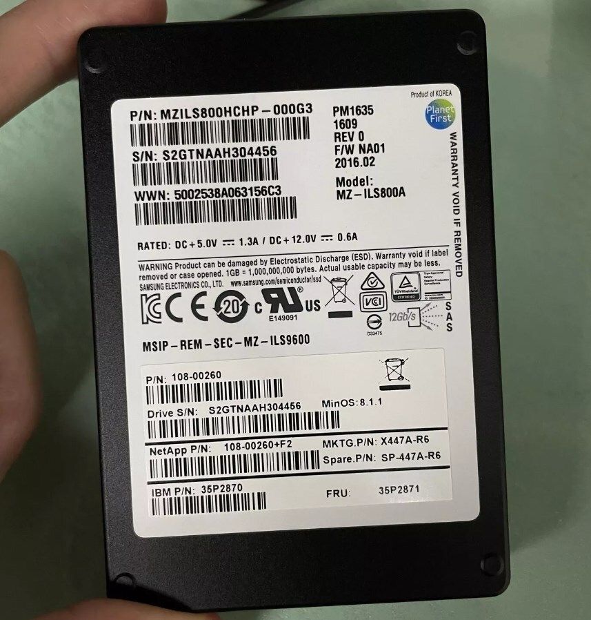 Samsung PM1635 800GB SSD 2.5