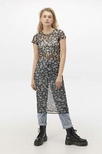URBAN OUTFITTERS W2 Sheer Daisy Mesh SEE THROUGH Dress.4 SIZES.RRP £36.